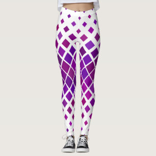 Purple Magenta Diamonds Design Leggings