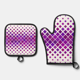 Purple Magenta Diamonds Design Oven Mitt & Pot Holder Set