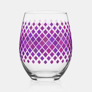 Purple Magenta Diamonds Design Stemless Wine Glass