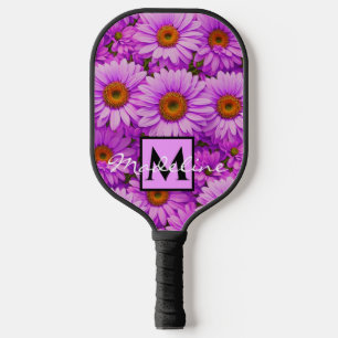 Purple magenta floral sunflower dark pink daisies pickleball paddle