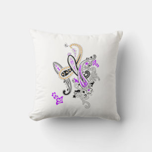 Purple-Magenta, Reddish Orange, Tealish Blue Girly Cushion