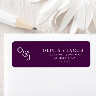 Purple magenta stylish script Monogram Wedding