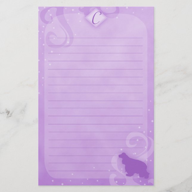 Purple Magic Cocker Spaniel Stationery (Front)