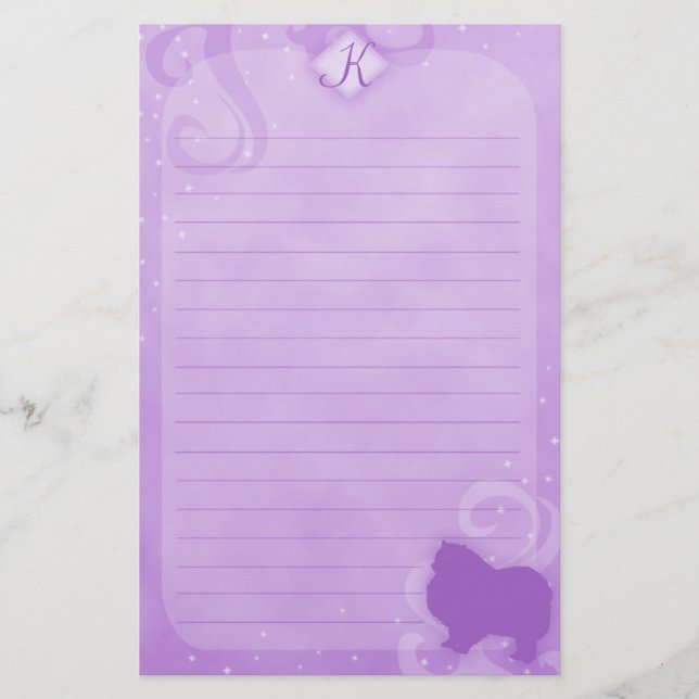 Purple Magic Keeshond Stationery (Front)