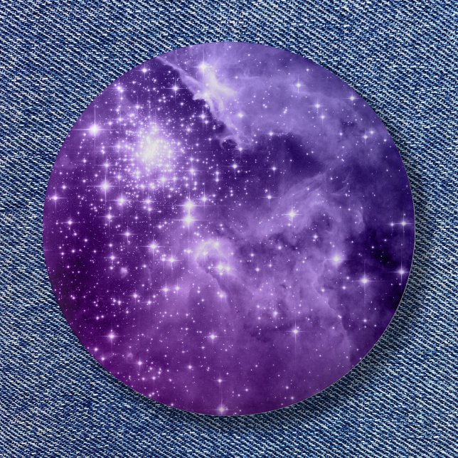 Purple Magic Stars 6 Cm Round Badge (Purple Magic Stars Button)