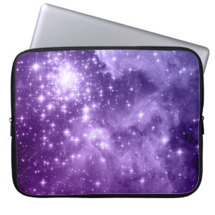 Purple Magic Stars Celestial Space Photo Laptop Sleeve