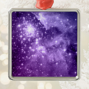 Purple Magic Stars Celestial Space Photo Metal Tree Decoration
