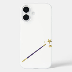 Purple magic wand with three golden stars iPhone 16 case