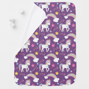 Purple Magical Rainbow Unicorn Baby Baby Blanket