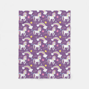 Purple Magical Rainbow Unicorn Fleece Blanket