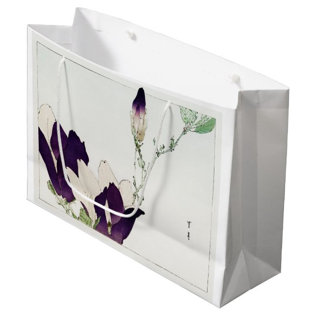 Purple Magnolia Flower, Watanabe Seitei Large Gift Bag (Front Angled)