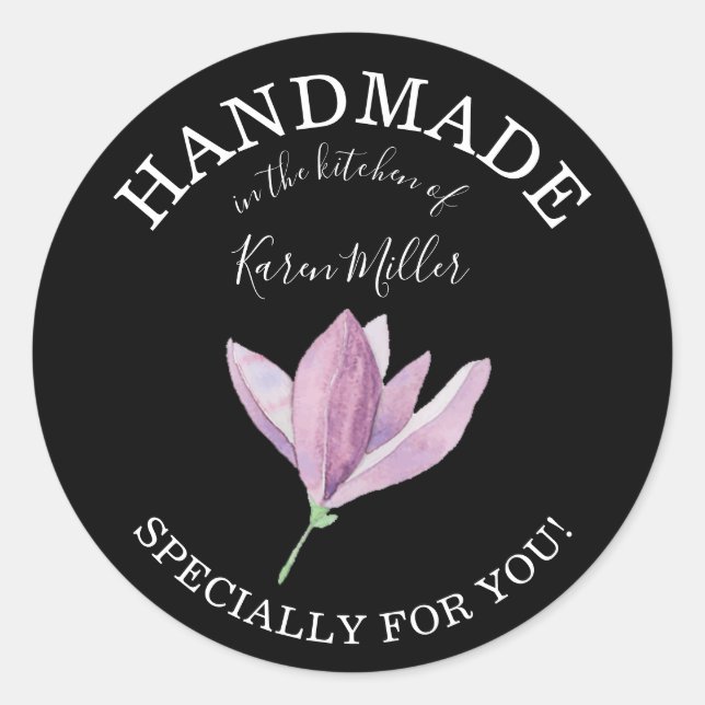 Purple Magnolia HANDMADE for You Canning Gifts Classic Round Sticker (Front)
