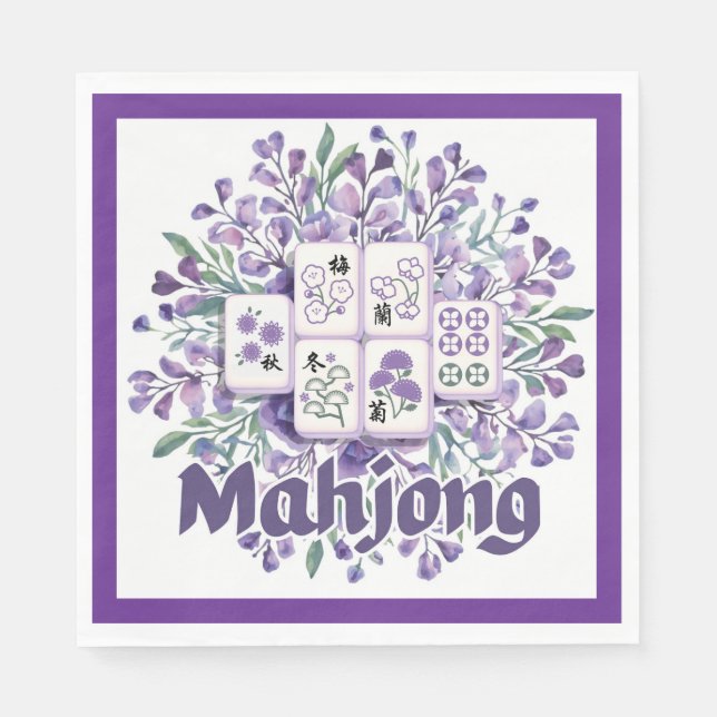 Purple Mahjong Tiles Napkin (Front)