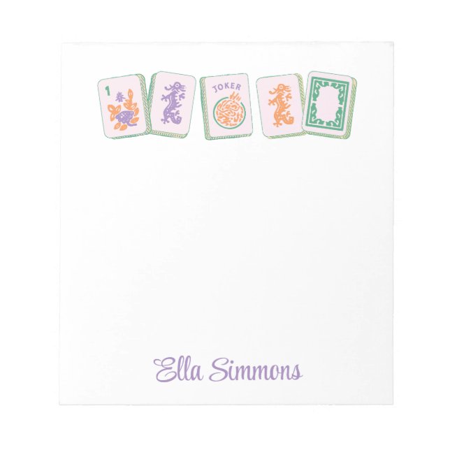 Purple Mahjong Tiles Notepad, Personalised Notepad (Front)