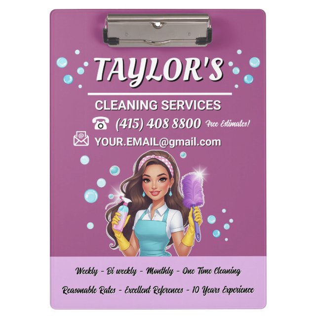Purple Maid House Cleaning Services Clipboard (Front)