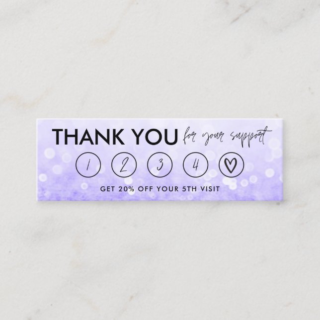 Purple Makeup Hair Thanks Loyalty Card (Front)