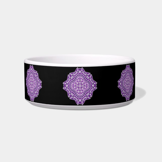 purple mandala cat food bowl (Front)