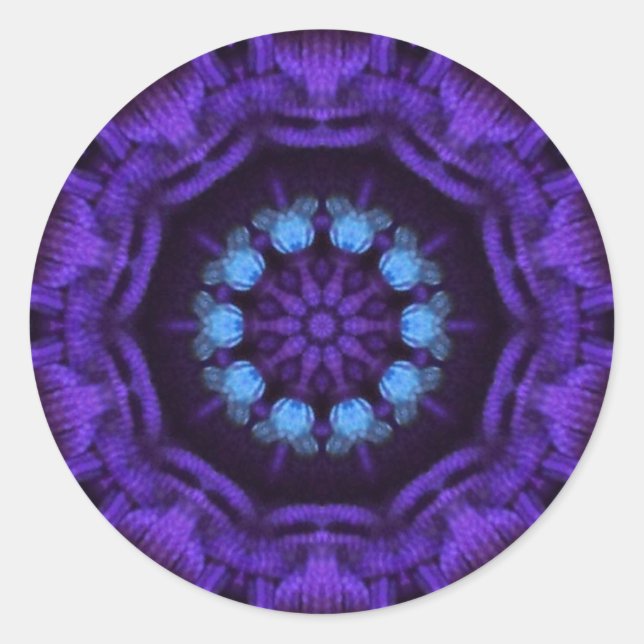 Purple Mandala Classic Round Sticker (Front)