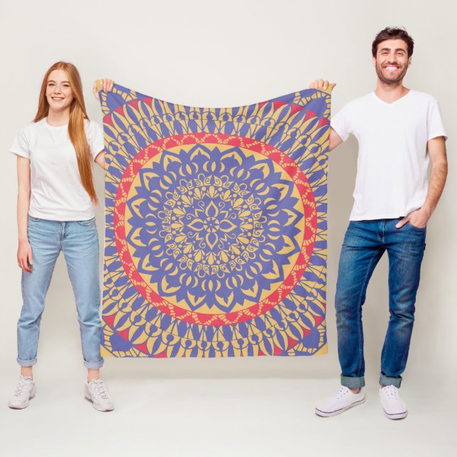 Purple Mandala Fleece Blanket (In Situ)