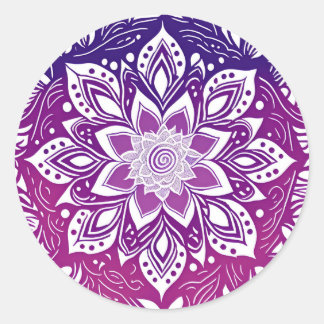 Purple Mandala Flower Classic Round Sticker