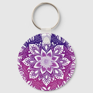 Purple Mandala Flower Key Ring