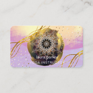 Purple Mandala Gold Meditation Yoga Health Business Card