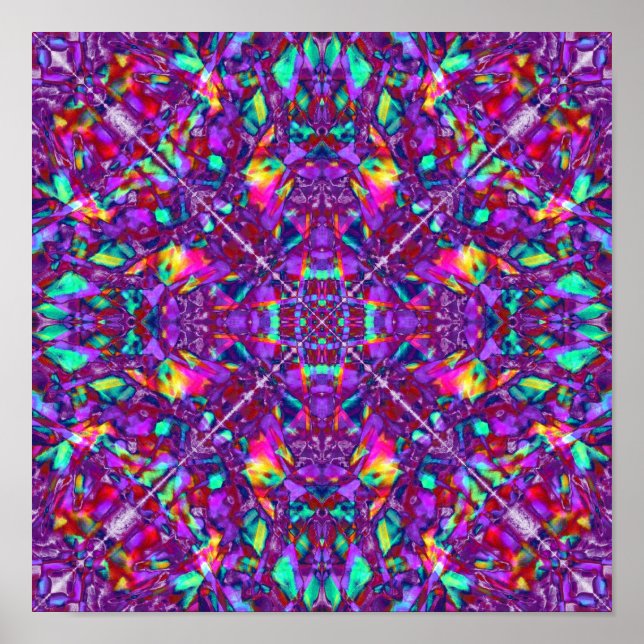 Purple Mandala Hippie Pattern Poster (Front)