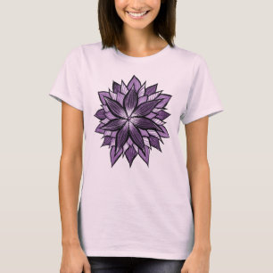 Purple Mandala Like Ink Drawn Abstract Flower T-Shirt