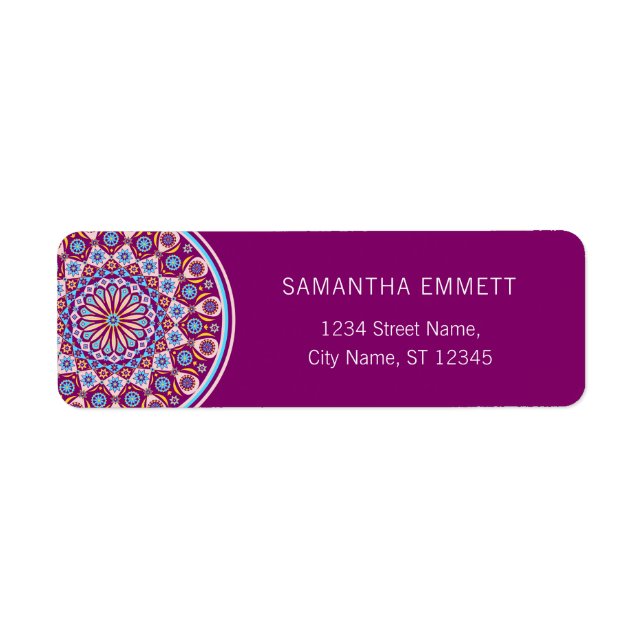 Purple Mandala Modern Return Address Labels (Front)