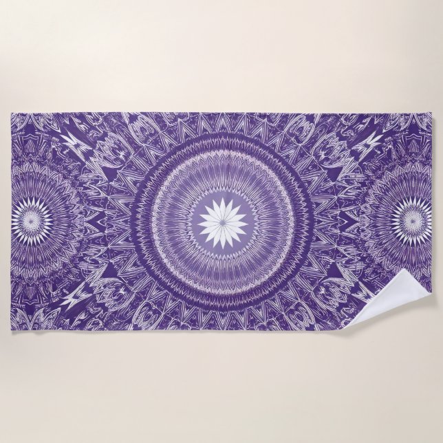 Purple Mandala Print Beach Towel (Front)