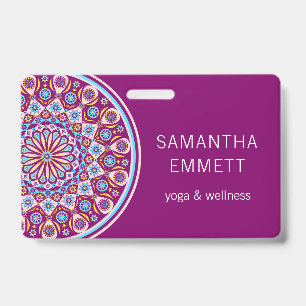 Purple Mandala Yoga Instructor Badge ID Badge