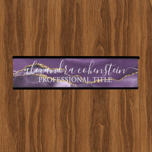 Purple Marble Agate Office Door Sign