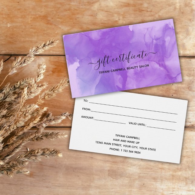 Purple Marble and Glitter Gift Certificate (Creator Uploaded)