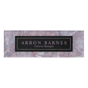 Purple Marble Employee Staff Magnetic Name Tag