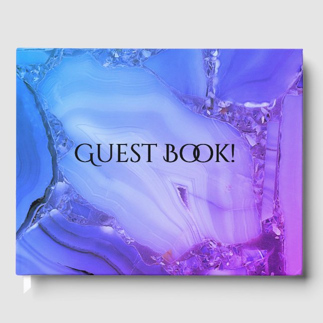 Purple Marble Exotic Elegance Guest Book (Front)