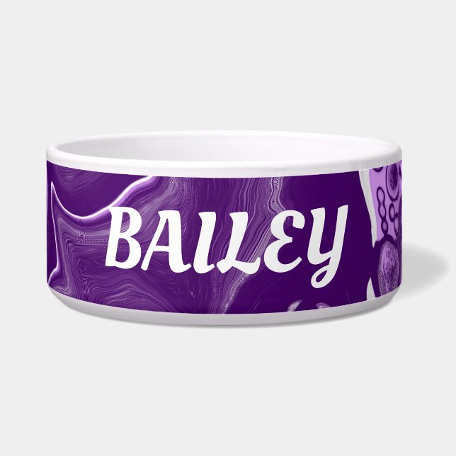 Purple Marble Fluid Art Cells Dog's Name (Front)