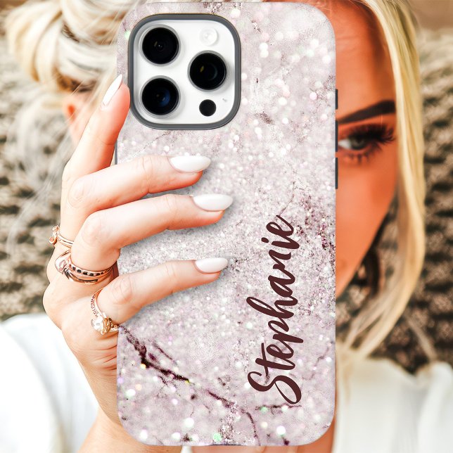 Purple Marble Glitter Custom Name Case-Mate iPhone Case (Creator Uploaded)