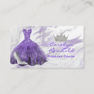 Purple Marble Glitter Dress Pageant Coach Business Card