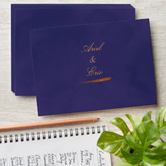 Purple Marble & Gold Eucalyptus Elegant Wedding Envelope