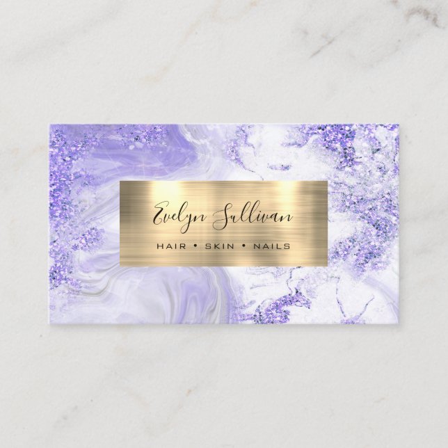 Purple Marble Gold Foil Business Card (Front)
