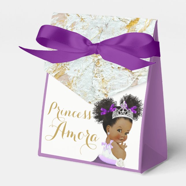 Purple|Marble Gold & White Fancy African Princess  Favour Box (Front Side)