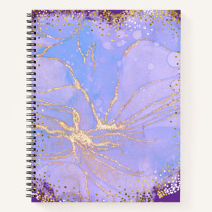 Purple Marble Journal   Elegant Lavender and Gold 