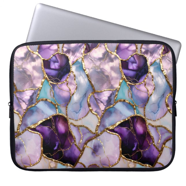 Purple Marble Laptop Sleeve Abstract Case (Front)
