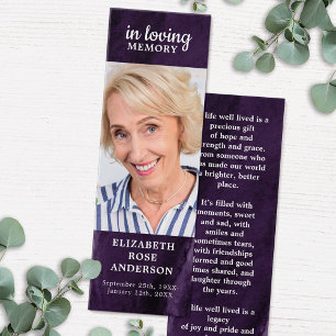 Purple Marble Memorial Funeral Prayer Bookmark