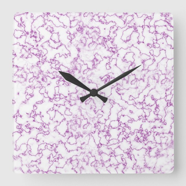 Purple marble pattern           square wall clock (Front)