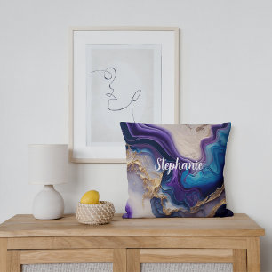 Purple Marble Rose Gold Personalised Cushion