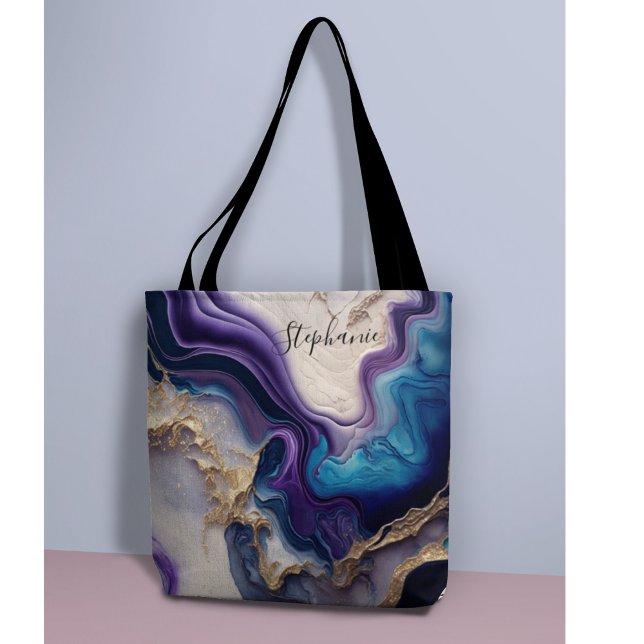 Purple Marble Rose Gold Personalised Tote Bag (Creator Uploaded)