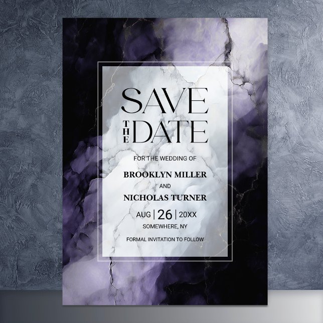 Purple Marble Wedding Save the Date (Creator Uploaded)