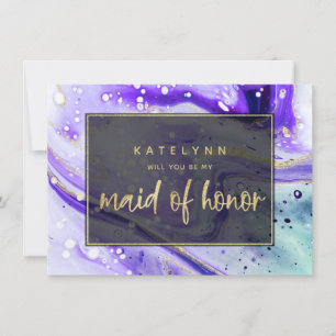 Purple Marble Will You Be My Maid of Honour Card