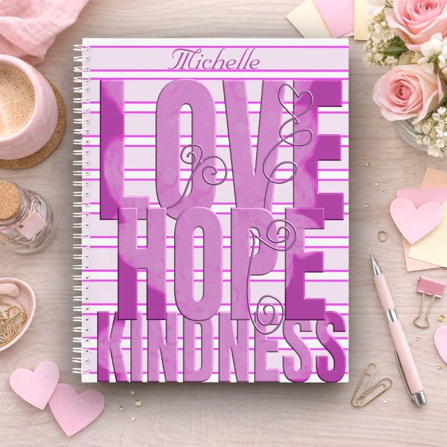 Purple Marbled Inspirational Notebook (Stack your thoughts with LOVE, HOPE & KINDNESS and your name right on top. Great as a gift too.)